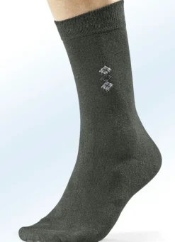 Outlet BADER Achterpack Socken mit handgekettelter Spitze 4x ANTHRAZIT MIT MOTIV, 4x UNI ANTHRAZIT