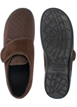 Discount BADER Aerosoft® Flex Stretch-Klettslipper von Jürgen Hirsch® BRAUN