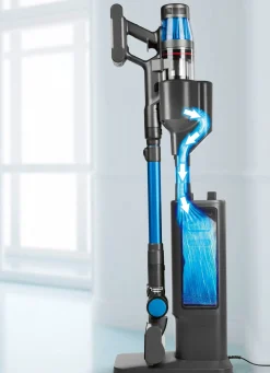 New BADER Akku-Zyklon-Handstaubsauger mit kraftvollem 500-Watt-Motor grau-blau