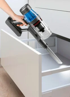 New BADER Akku-Zyklon-Handstaubsauger mit kraftvollem 500-Watt-Motor grau-blau