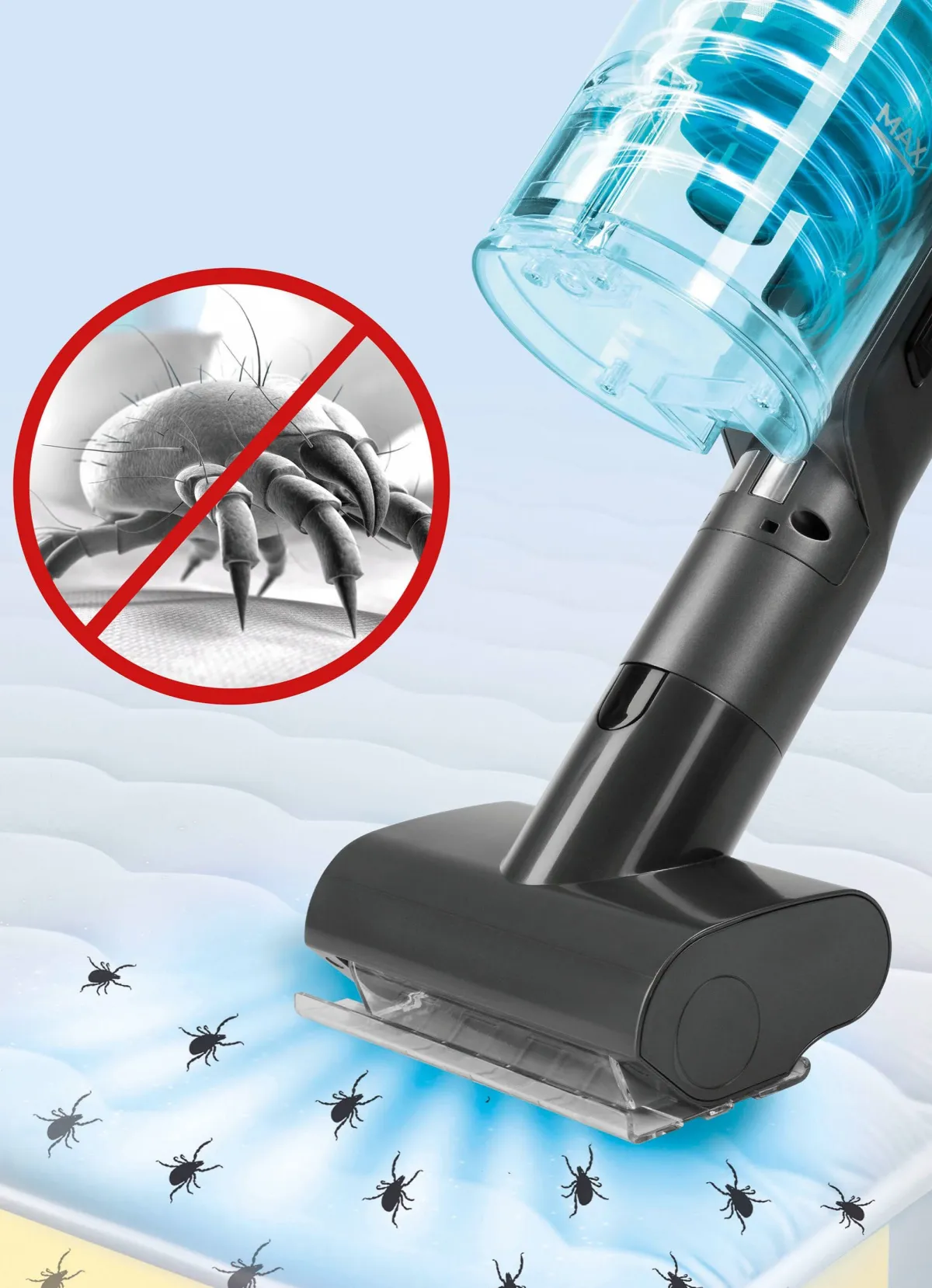 New BADER Akku-Zyklon-Handstaubsauger mit kraftvollem 500-Watt-Motor grau-blau