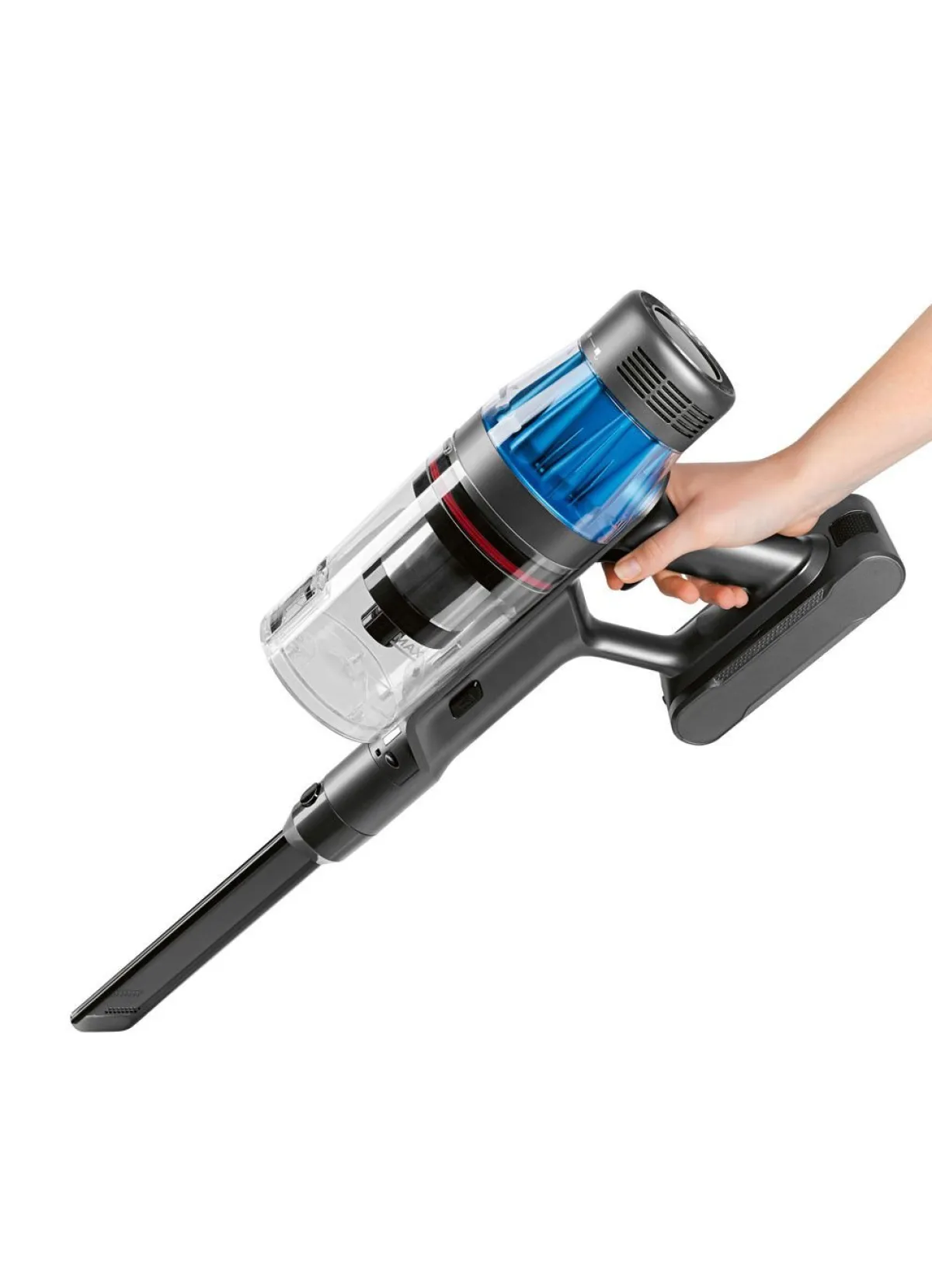 New BADER Akku-Zyklon-Handstaubsauger mit kraftvollem 500-Watt-Motor grau-blau