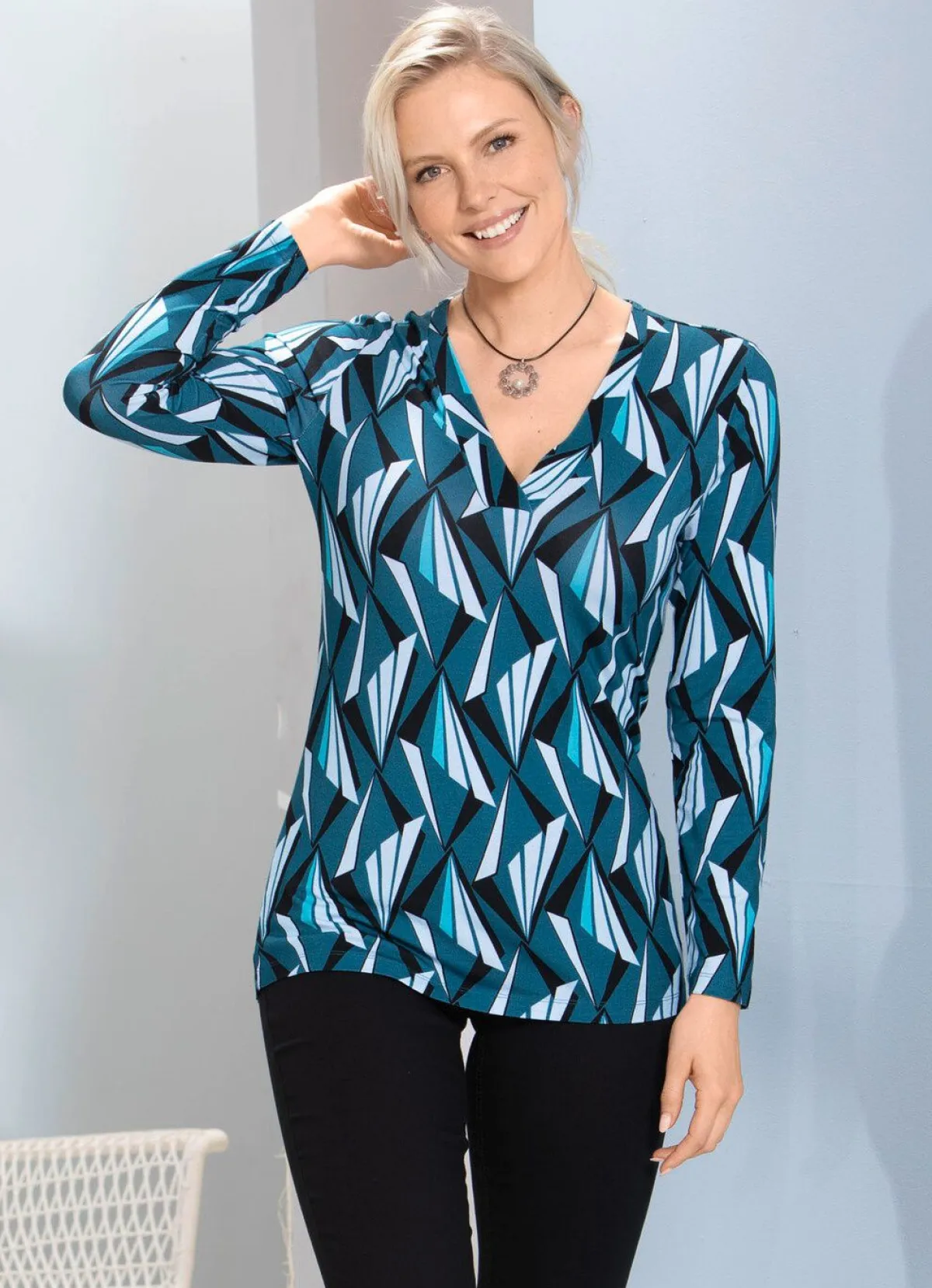 Discount BADER Allover gemustertes Shirt in 2 Farben PETROL-BLEU