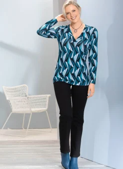 Discount BADER Allover gemustertes Shirt in 2 Farben PETROL-BLEU