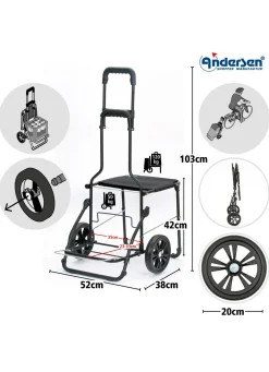 New BADER Andersen Einkaufsroller mit Sitzmöglichkeit GRAU