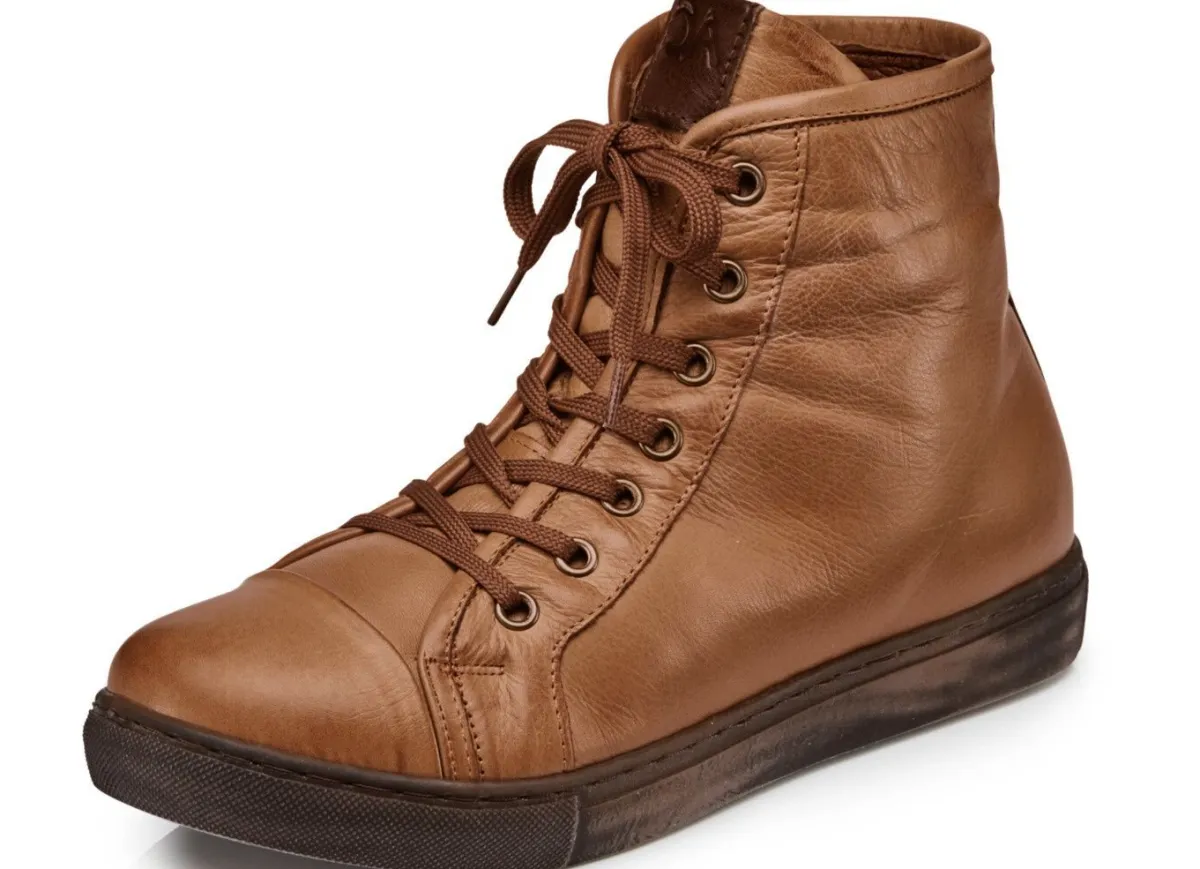 Hot BADER Andrea Conti, klassiche Damen-Stiefeletten, Winterschuhe, mit herausnehmbarem Fußbett COGNAC