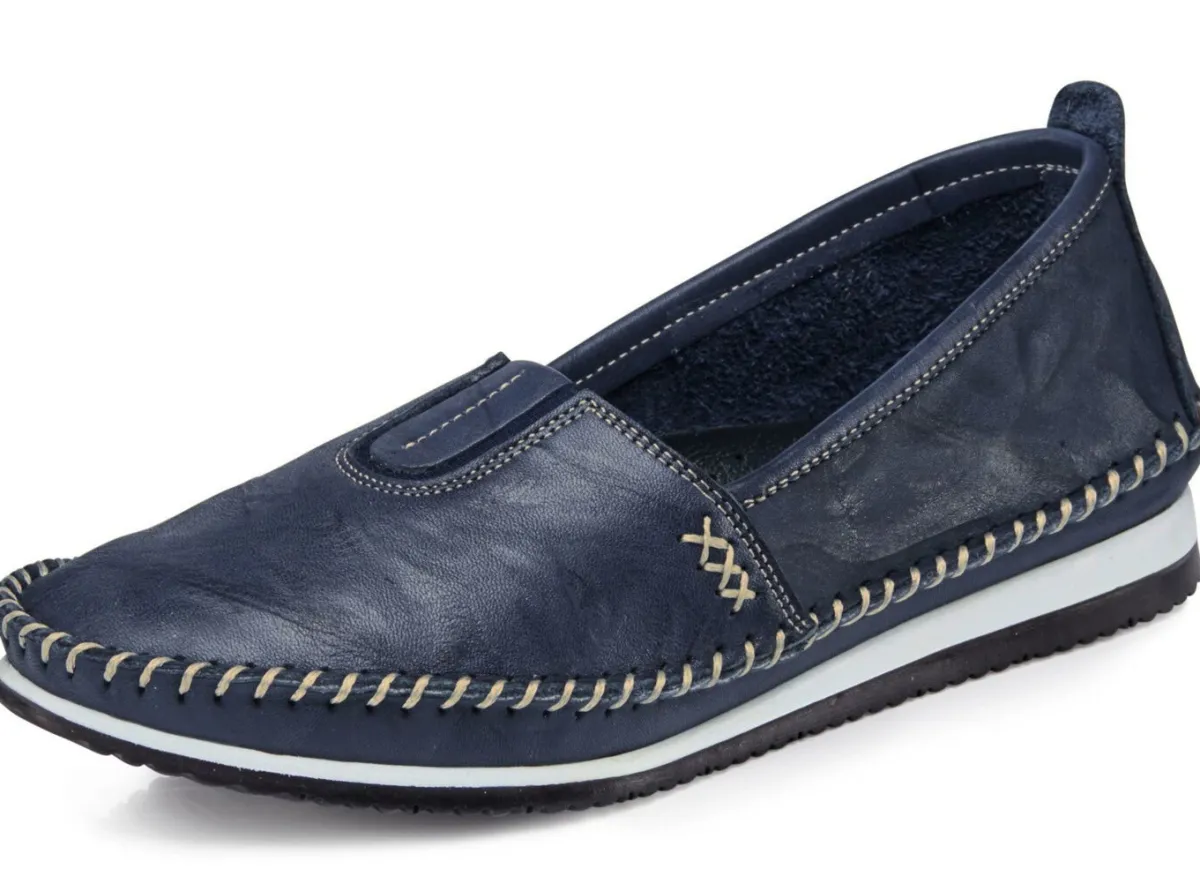 BADER Andrea Conti, leichte Damen-Slipper, mit Gummizug MARINE