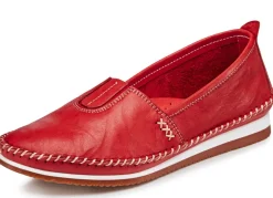 Clearance BADER Andrea Conti, leichte Damen-Slipper, mit Gummizug ROT
