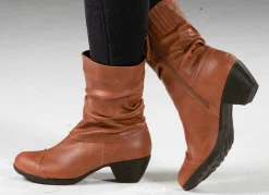 Best BADER Andrea Conti, modische Damen-Stiefeletten, Winterschuhe, mit Reißverschluss COGNAC