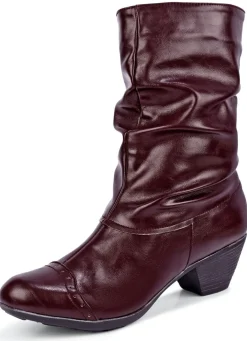 Outlet BADER Andrea Conti, modische Damen-Stiefeletten, Winterschuhe, mit Reißverschluss BURGUND