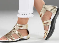 Hot BADER Andrea Conti, modische Damen-Sandalen, aus Leder GOLD