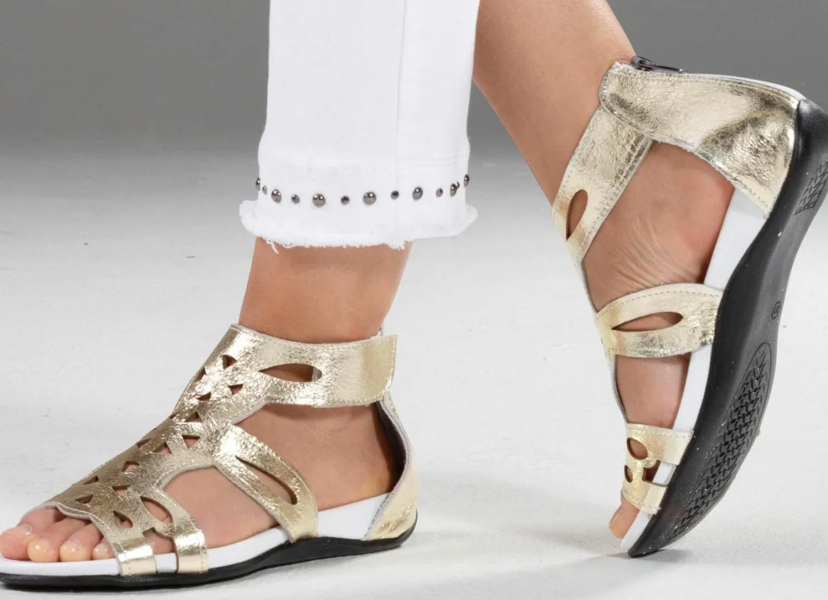 Hot BADER Andrea Conti, modische Damen-Sandalen, aus Leder GOLD