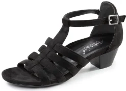 Outlet ANDREA CONTI , modische Damen-Sandaletten, Weite G, mit Gummizug SCHWARZ