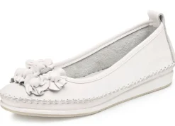 Sale BADER Andrea Conti Mokassin-Slipper mit frechen Lederblüten WEISS
