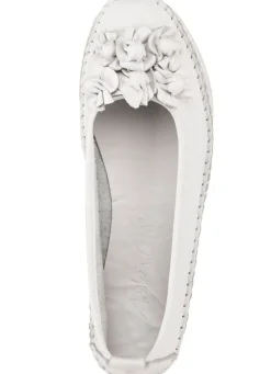 Sale BADER Andrea Conti Mokassin-Slipper mit frechen Lederblüten WEISS