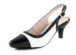 Outlet ANDREA CONTI , schicke Damen-Slingpumps, mit Gummizug SCHWARZ-WEISS