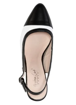Outlet ANDREA CONTI , schicke Damen-Slingpumps, mit Gummizug SCHWARZ-WEISS