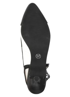 Outlet ANDREA CONTI , schicke Damen-Slingpumps, mit Gummizug SCHWARZ-WEISS