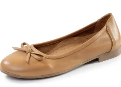 New ANDREA CONTI , schicke Damen-Ballerinas, Weite G, mit herausnehmbarem Fußbett COGNAC