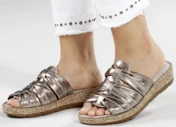 Hot ANDREA CONTI Schlauchriemchen-Pantolette aus Nappaleder ALTSILBER