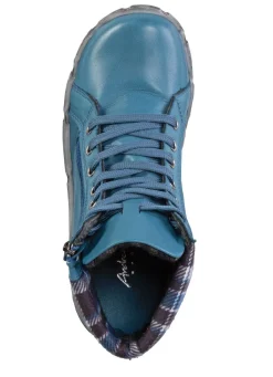 Best ANDREA CONTI Schnür-Bootie mit Schaftrand aus kariertem Textil JEANS