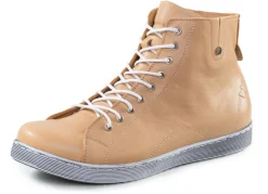 Online ANDREA CONTI Schnür-Bootie aus fein genarbtem Nappaleder CAMEL