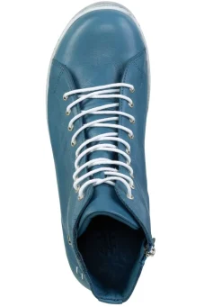 Outlet ANDREA CONTI Schnür-Bootie aus fein genarbtem Nappaleder BLAU