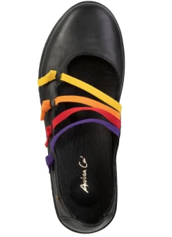 Clearance ANDREA CONTI Slipper mit bunten, dekorativ eingesetzten Gummizügen SCHWARZ