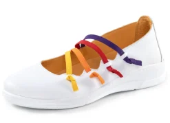 ANDREA CONTI Slipper mit bunten, dekorativ eingesetzten Gummizügen WEISS