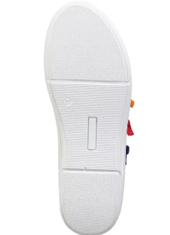 ANDREA CONTI Slipper mit bunten, dekorativ eingesetzten Gummizügen WEISS