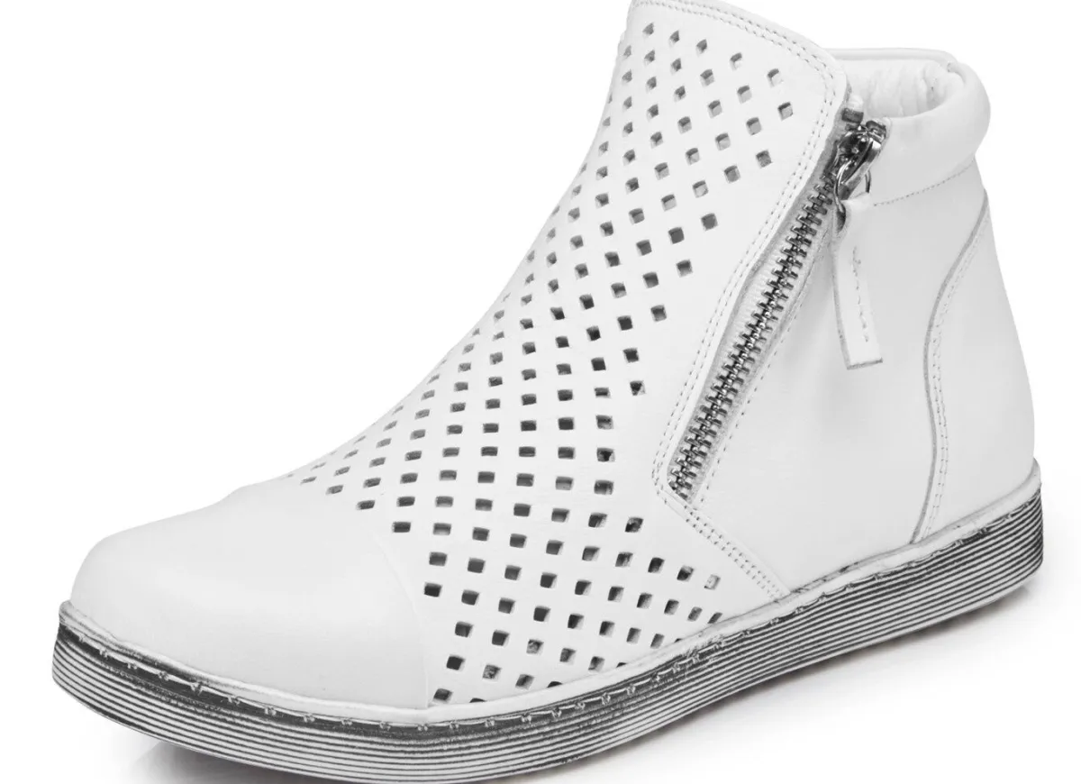Sale ANDREA CONTI , sommerliche Damen-Stiefeletten, mit herausnehmbarem Fußbett WEISS
