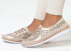 Online ANDREA CONTI , sommerliche Damen-Schnürschuhe, Weite G, mit herausnehmbarem Fußbett MATTGOLD