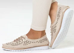 Online ANDREA CONTI , sommerliche Damen-Schnürschuhe, Weite G, mit herausnehmbarem Fußbett MATTGOLD