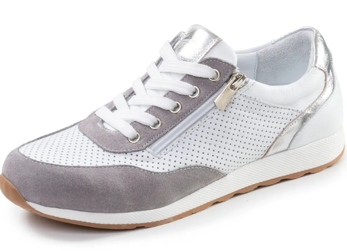 Sale ANDREA CONTI , sommerliche Damen-Sneaker, Weite G, mit herausnehmbarem Fußbett WEISS-GRAU