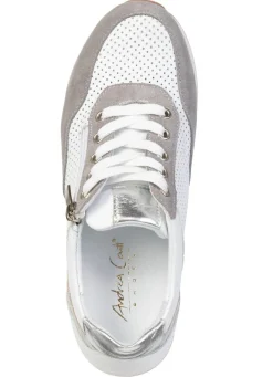 Sale ANDREA CONTI , sommerliche Damen-Sneaker, Weite G, mit herausnehmbarem Fußbett WEISS-GRAU