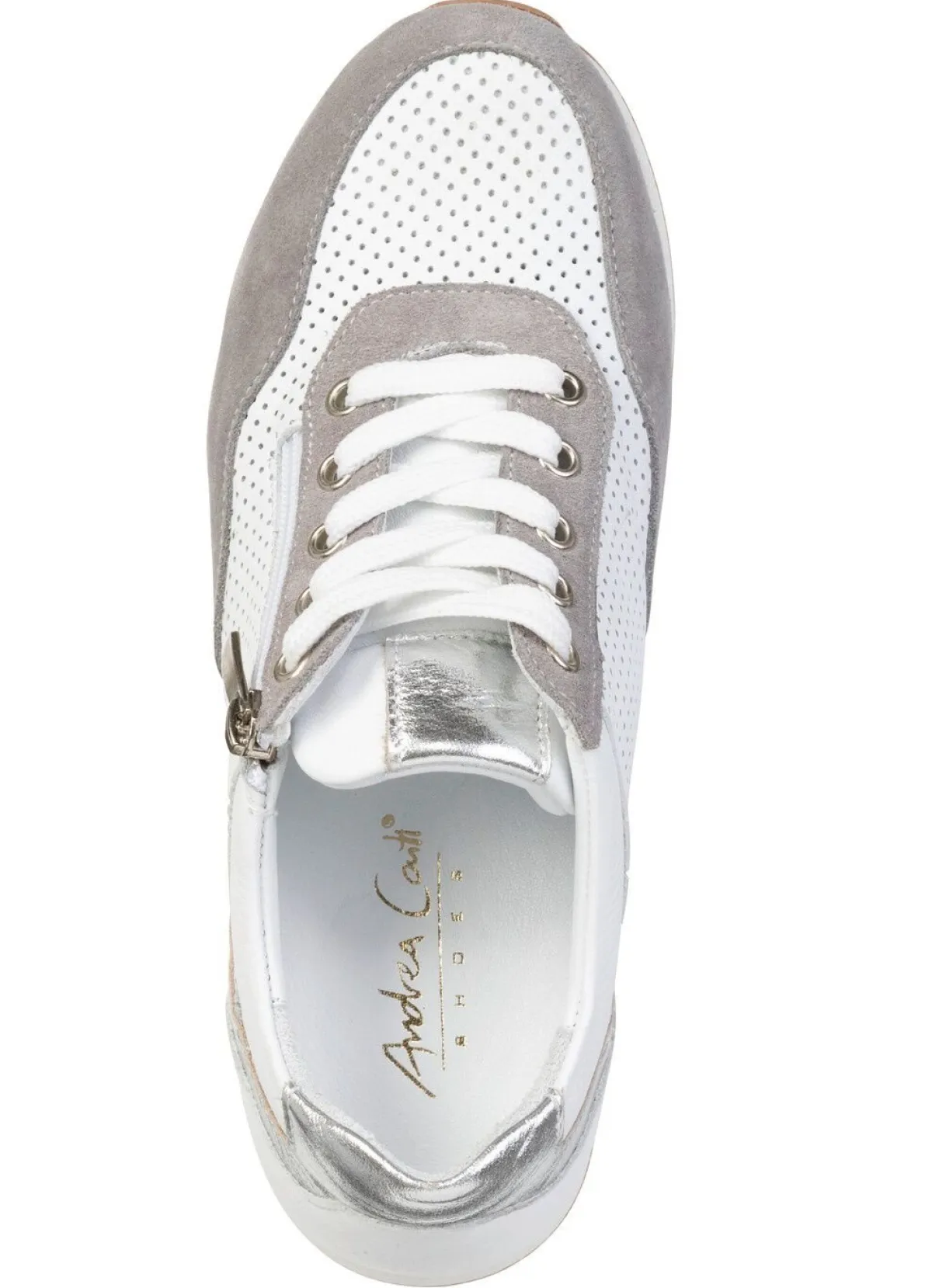 Sale ANDREA CONTI , sommerliche Damen-Sneaker, Weite G, mit herausnehmbarem Fußbett WEISS-GRAU