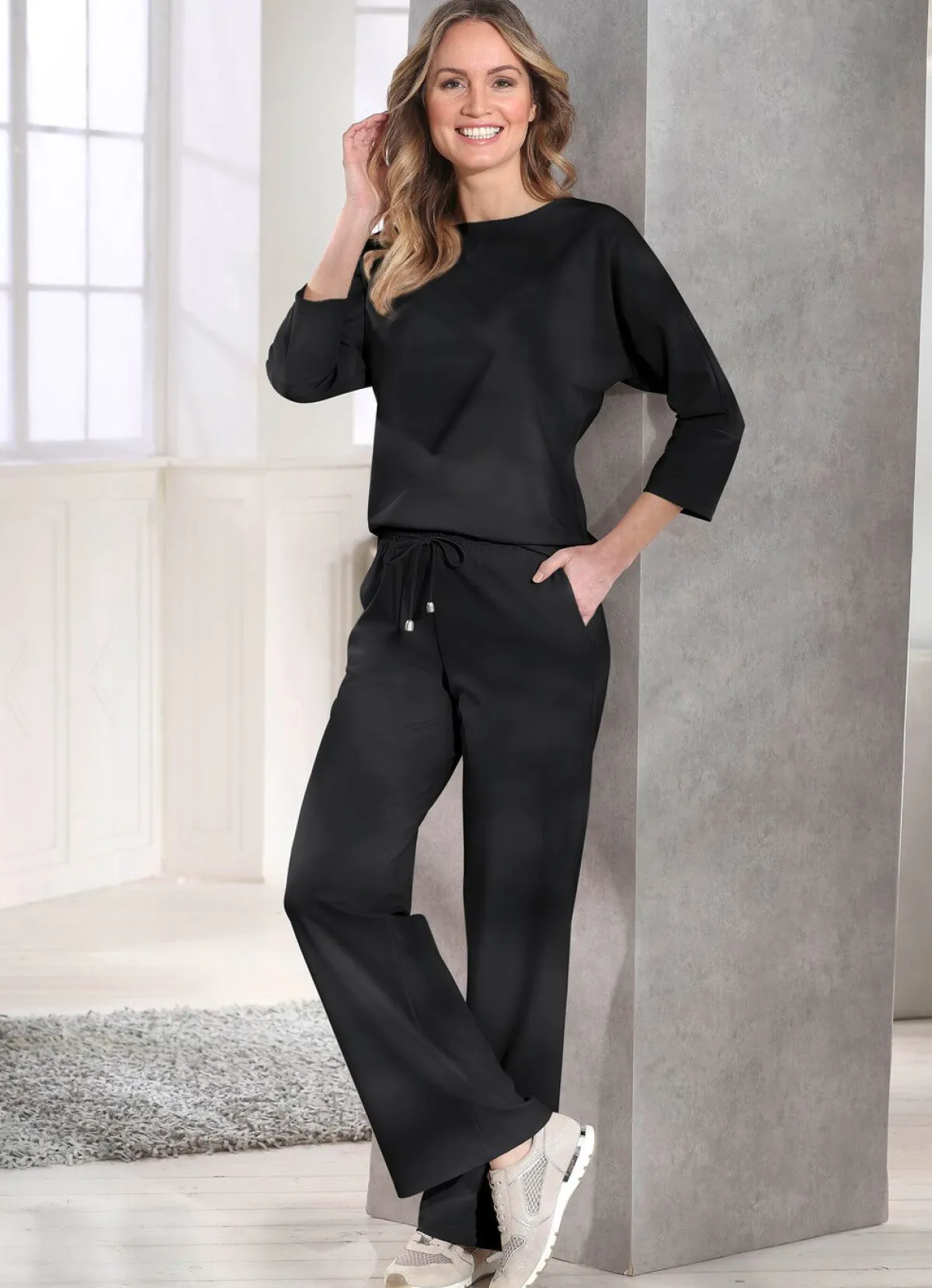 Sale BADER Angesagte Hose in modischer Weite SCHWARZ