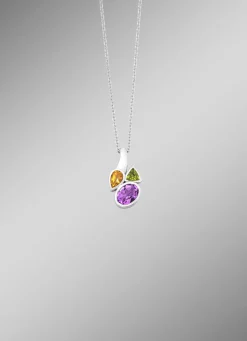 BADER Anhänger mit echt Amethyst, echt Citrin und echt Peridot