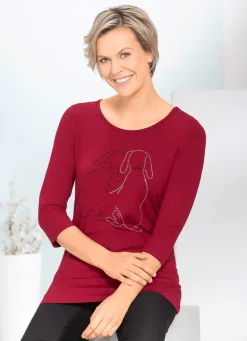 Outlet BADER Ansprechendes Shirt mit Strasszier BORDEAUX