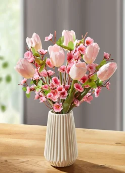 Outlet BADER Arrangement mit Tulpen und Kirschblüten ROSA-GRÜN