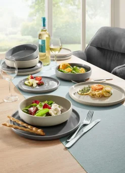 Online Arte Viva 12-teiliges Tafel-Service aus Markensteinzeug GRAU