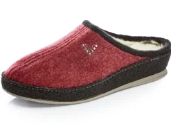 New BADER Atmungsaktive Damen-Hausschuhe, mit Schurwolle BORDEAUX-SCHWARZ