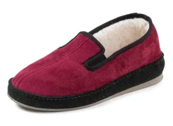 Hot BADER Atmungsaktiver Velours-Hausschuh BORDEAUX-SCHWARZ