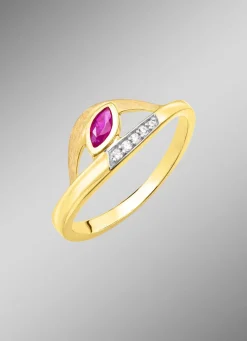 New BADER Attraktiver Damenring mit Rubin und Zirkonia