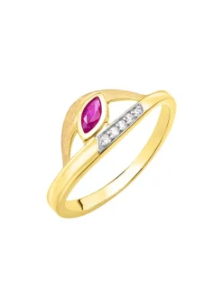 New BADER Attraktiver Damenring mit Rubin und Zirkonia