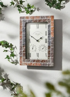 Sale BADER Außenwanduhr im Mosaik-Stil BRAUN-GRAU