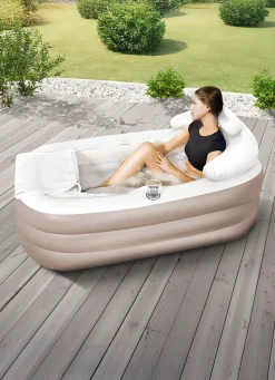 New BADER Aufblasbare Badewanne WEISS-TAUPE