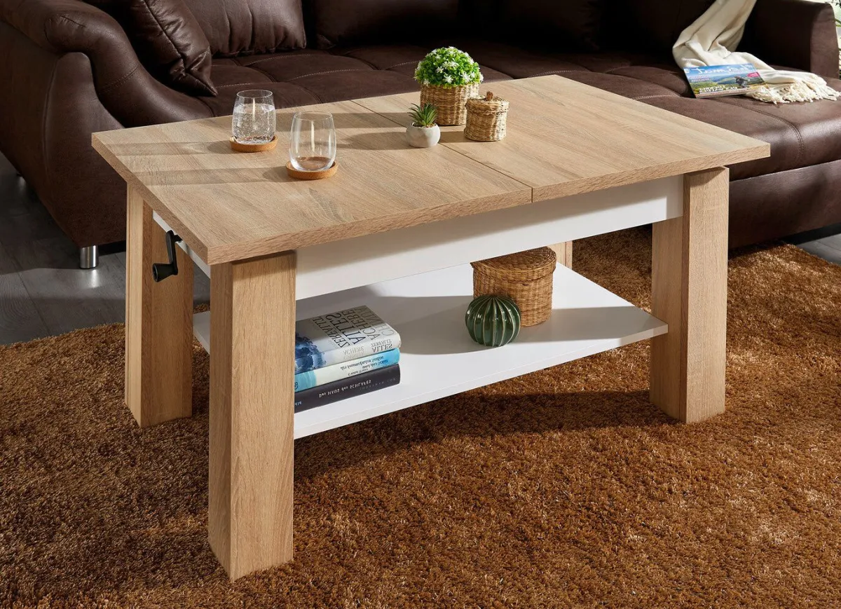 Clearance BADER Ausziehbarer Couchtisch EICHE SONOMA-WEISS