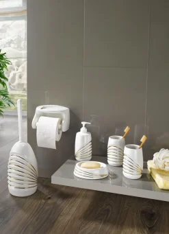 Sale BADER Bad-Accessoires aus Keramik WEISS-GOLD