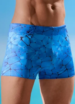 New BADER Badehose in höherer Kastenform mit Reißverschlusstasche BLAU-SCHWARZ